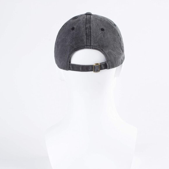 Unisex Washed-black + Black Baseball Cap Cotton Fits Washed Denim Adjustable Hat - Picture 5 of 7